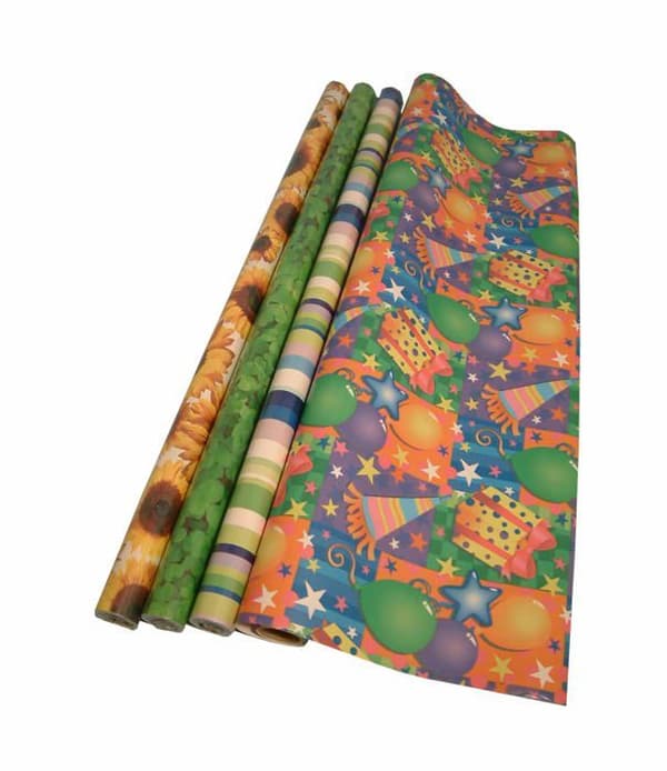 Comarco sa presentpapper - 88502 - Ecran 12 Rolls Assorted Gift Paper, 70 cm x 25, Flerfärgat, 2500 x 0,5 x 70 cm
