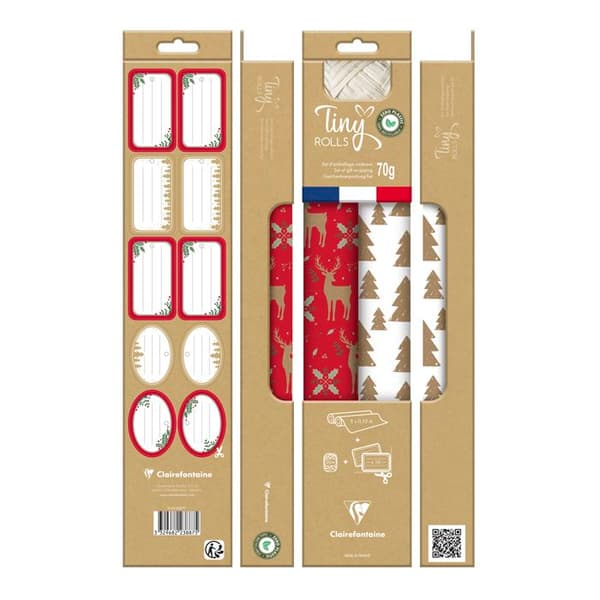 Presentpapper - Clairefontaine - 223887C - 2 rullar - 100 % återvunnet - Noll plast