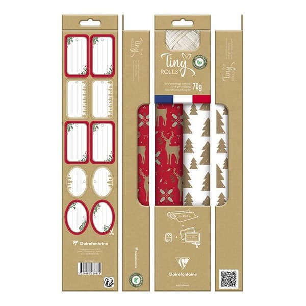 Presentpapper - Clairefontaine - 223887C - 2 rullar - 100 % återvunnet - Noll plast