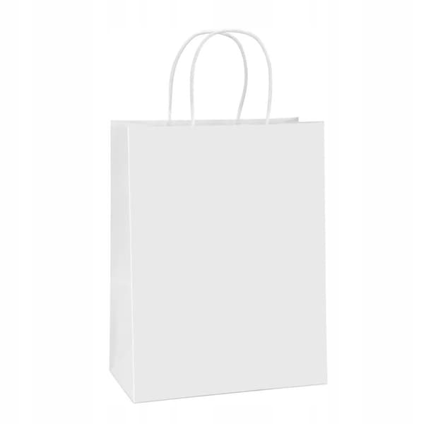 Paperikassi kahvalla BSTech 210x140x270 mm 120 g/m2 25 kpl Valkoinen