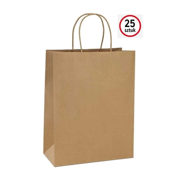 Papperspåse med handtag BSTech 210x140x270 mm 120 g/m2 25 st. Brun