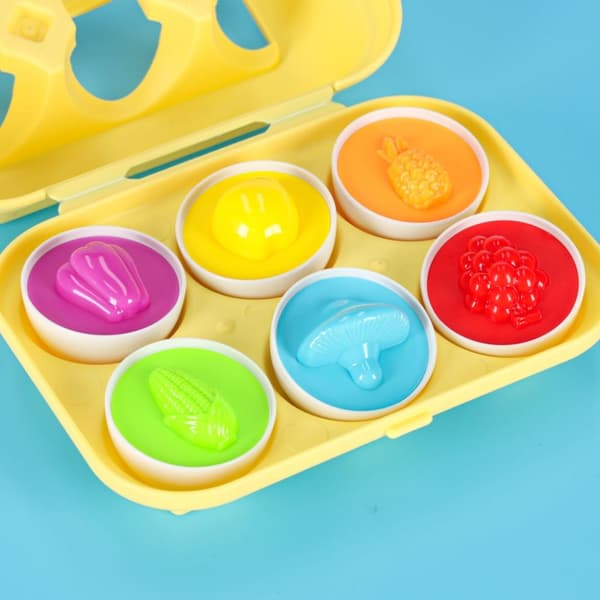 Pusselägg block montessori frukt & grönsaker 6 st