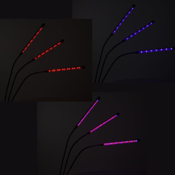 LED växtlampa panel med 3 lampor