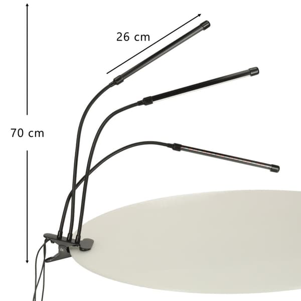 LED växtlampa panel med 3 lampor