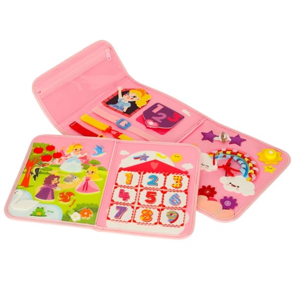 Montessori ryggsäck aktivitetsbräda rosa