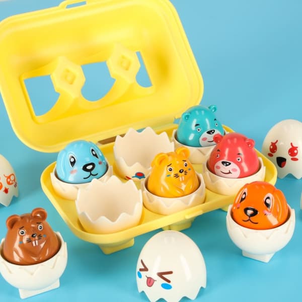 Pusselägg block montessori djur 6 st