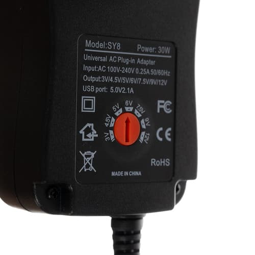 6-i-1 Nätadapter Universal - 3-12V 30W