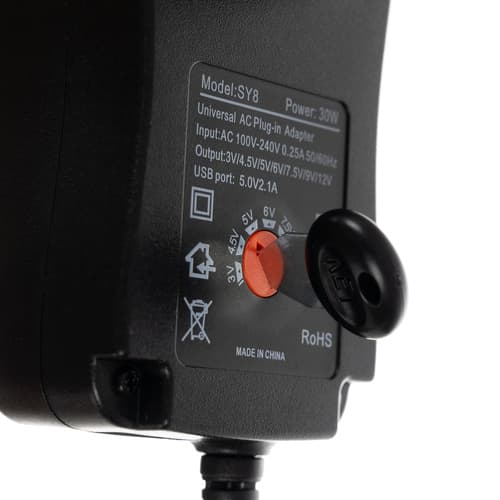 6-i-1 Nätadapter Universal - 3-12V 30W