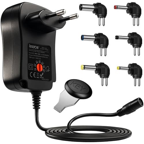 6-i-1 Nätadapter Universal - 3-12V 30W