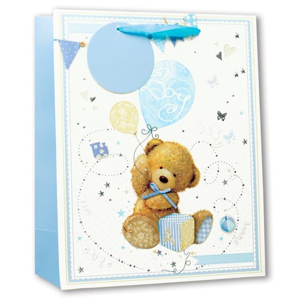 Simon Elvin Glitter gaveposer til babydrenge (pakke med 6) White/Blue Large