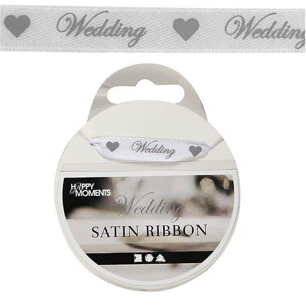Sidenband Wedding 10mm - Vit 8 meter - Happy Moments