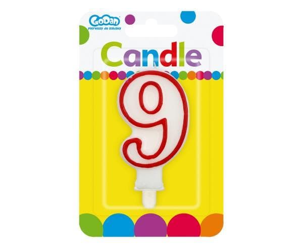 Candle digit "9", a red outline NO200R 7 cm / 9