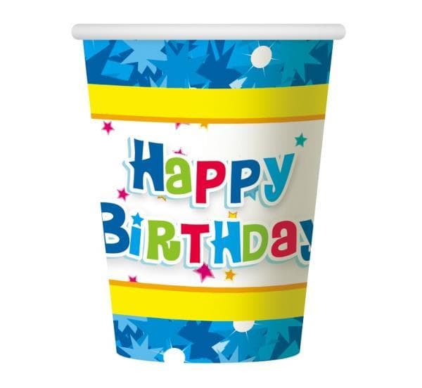 Paper cups "Happy Birthday Blue" 270ml 6p-PF KHBN