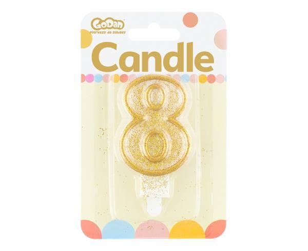 Candle digit "8", gold contour