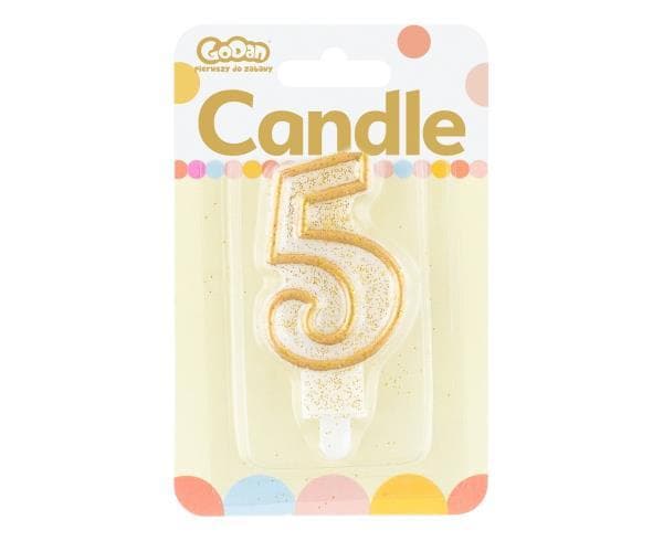 Candle digit "5", gold contour