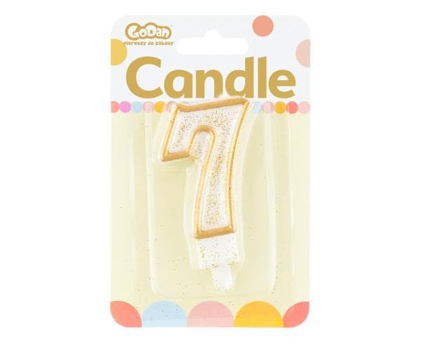 Candle digit "7", gold contour