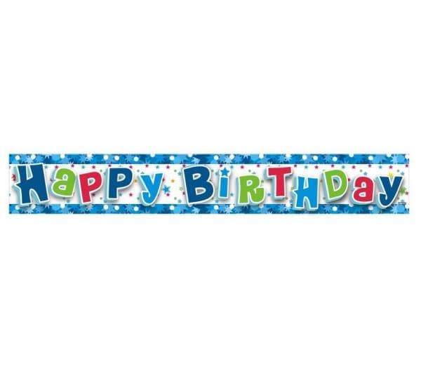 Banner "Happy Birthday", blue, 1.8 m
