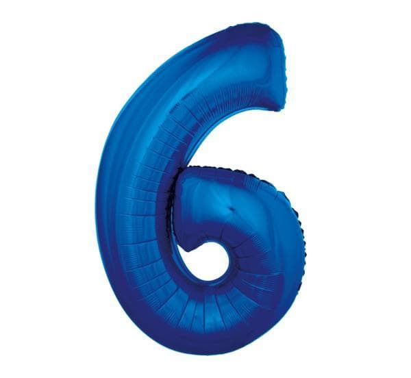 Foil balloon "number 6", Blue, 92 cm