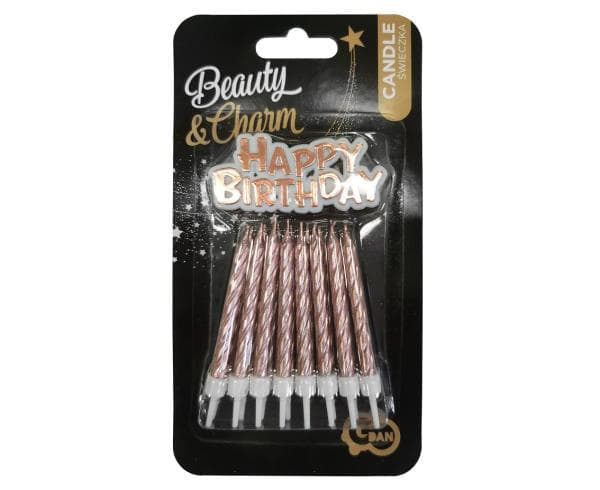 B & C candles birthday Happy Birthday, pink-gold 16pcs