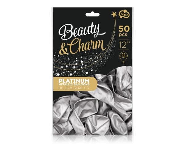 Balloons Beauty & Charm platinum silver 12 "/ 50pcs