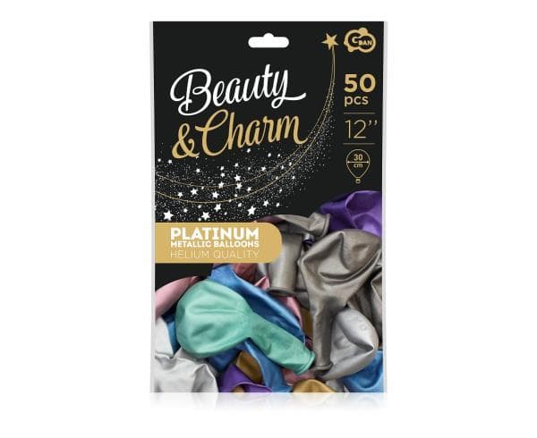 Balloons Beauty & Charm platinum mix of 12 "/ 50pcs