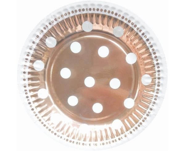 Plates B & C paper polka-dot pink-gold 18cm p6