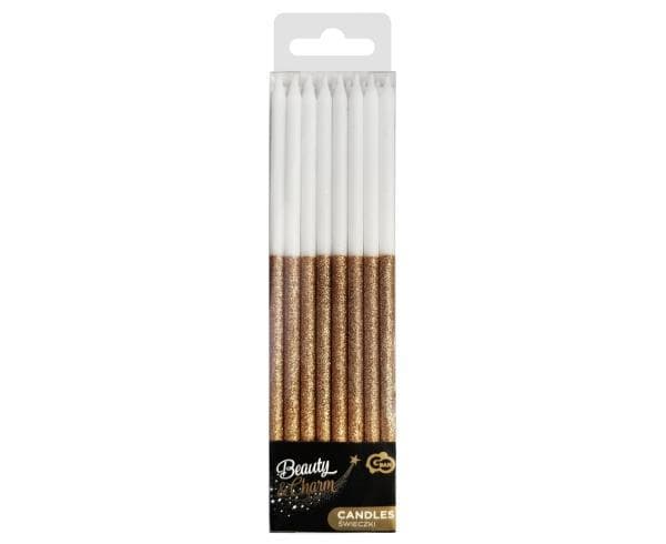 B & C candles glitter, gold 14,5x0,6cm 16pcs