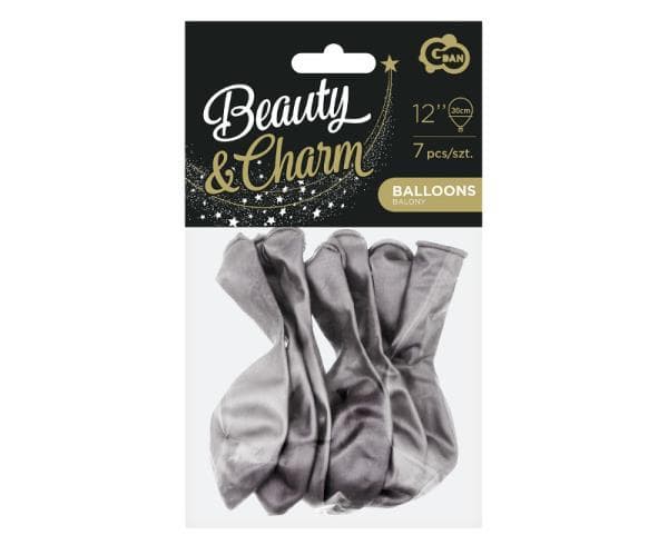 Balloons Beauty & Charm platinum / graphite 12 "/ 7pcs