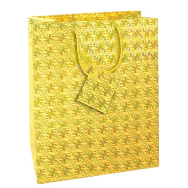County Stationery Holographic Gift Bag (Pack of 12) Yellow L