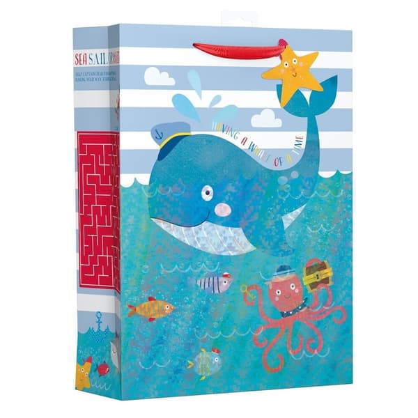Giftmaker Presentpåse med valar (6 st) Blue/Red/Yellow XL