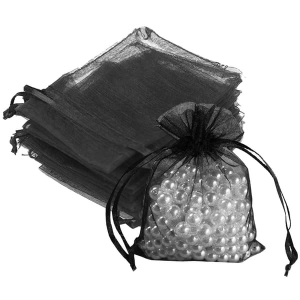 50x Lahjapussit / Organza-Pussit - Musta