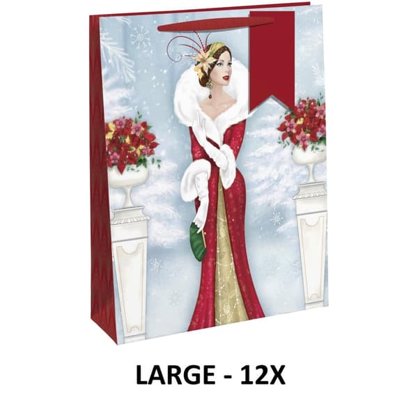 Eurowrap Lady julklappspåse (12 st) Red/Sky Blue/White L