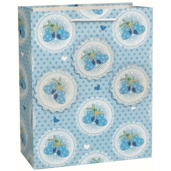 Unique Party Baby Booties Gift Bag Blue/White One Size