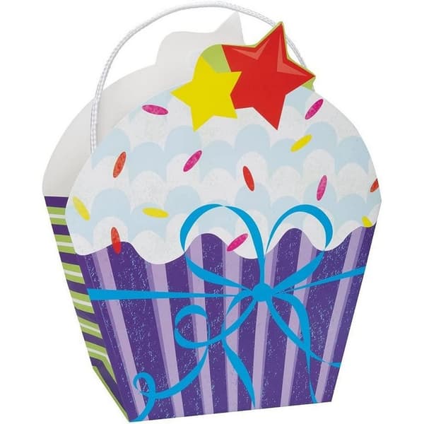 Unique Party Cupcake Gift Bag Purple/White/Red 10in x 7in