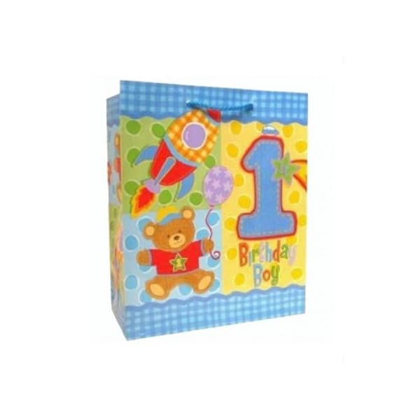 Amscan Hugs And Stitches Teddy Bear 1st Birthday Gift Bag Multicoloured One Size