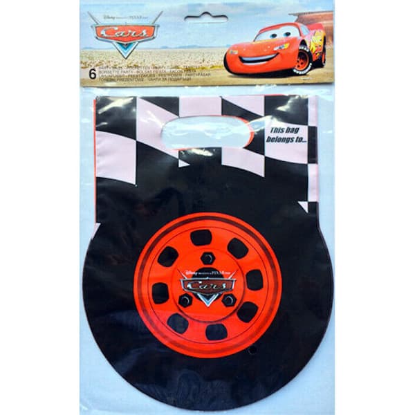 Cars Wheel Gift Bag (Pack of 6) Black/Red/White One Size