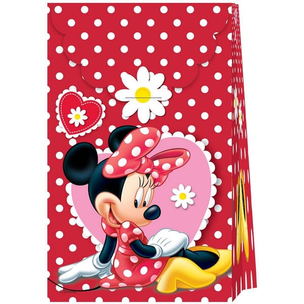 Disney Bistrot Minnie Mouse Paper Gift Bag (Pack of 6) Red/White/Pink One Size