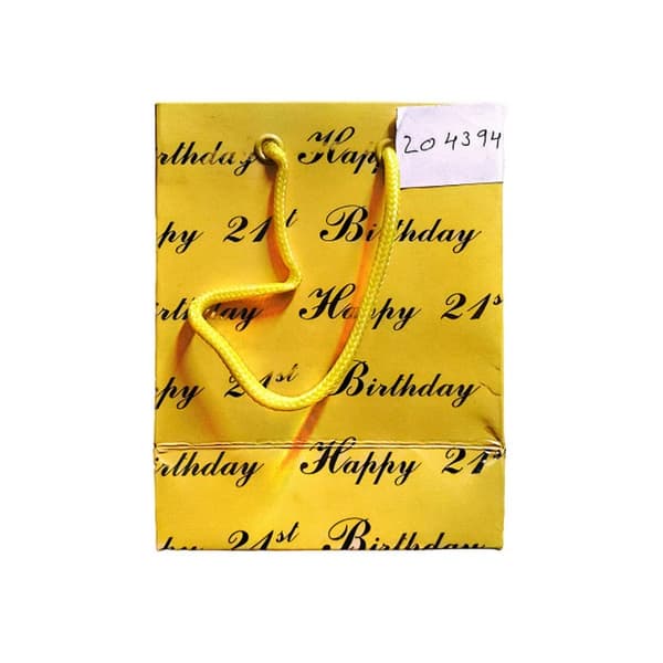 21st Birthday Gift Bag Yellow M