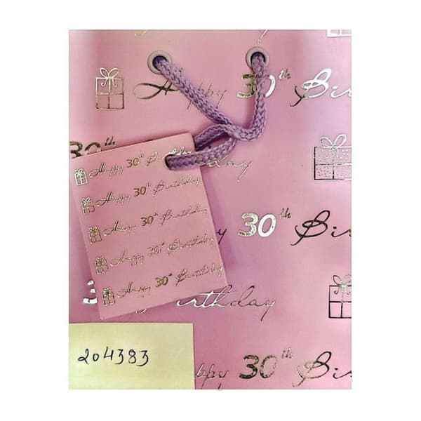 Printed 30th Birthday Gift Bag Pink/Silver One Size