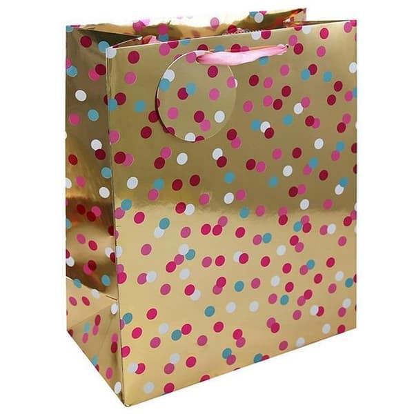 Eurowrap Spotted Party Bag (Pack of 6) Pink/Gold/Red 25cm x 10cm x 21cm