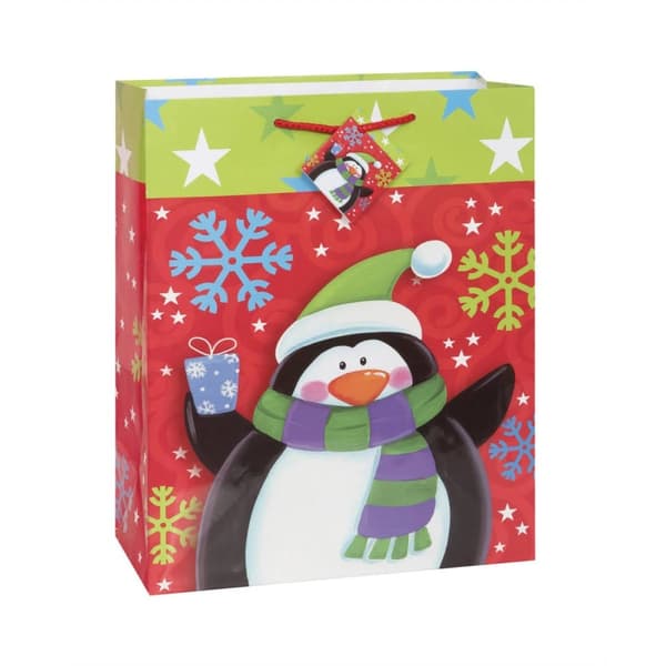 Unique Party Penguin Christmas Gift Bag Red/Multicoloured One Size