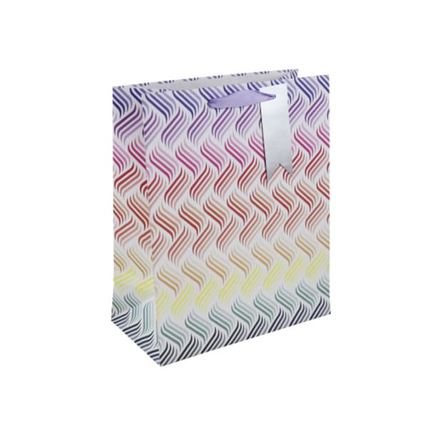 Eurowrap Wave Pattern Gift Bag (Pack of 6) Multicoloured L