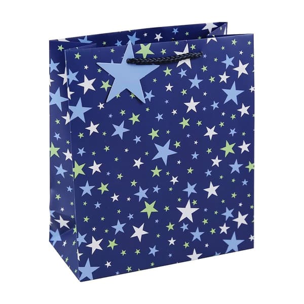 Eurowrap Stars Gift Bag (Pack of 12) Blue L