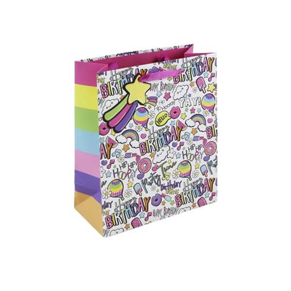 Eurowrap Girly Text Gift Bag (Pack of 6) Multicoloured M