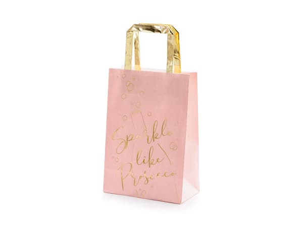 Prosecco presentpåsar, rosa, 18x26x10cm (1 förpackning / 6 st.)