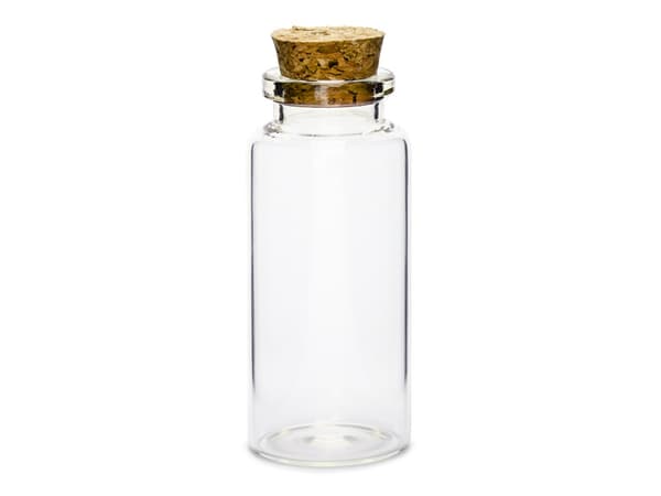 Glasflaskor med kork, 7,5 cm (1 kartong / 20 förpackningar) (1 förpackning / 12 st.)
