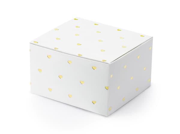 Sydänrasiat, valkoiset, 6x3,5x5,5cm (1 rasia / 50 pakkausta) (1 pakkaus / 10 kpl)