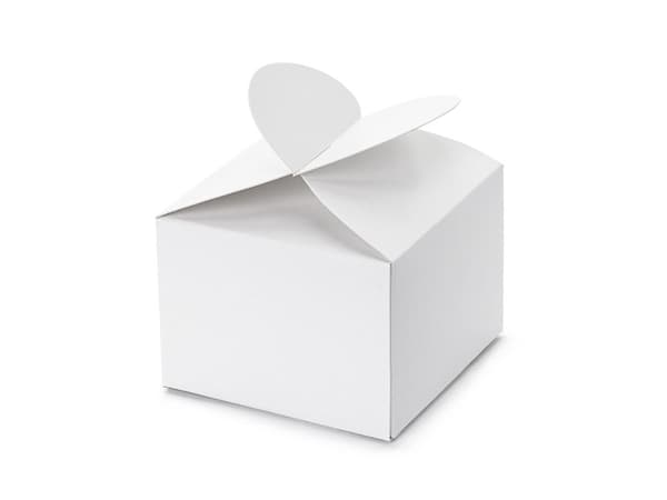 Hjärtformade askar, vita 6 x 5 x 6 cm (1 ask / 50 förpackningar) (1 förpackning / 10 st.)