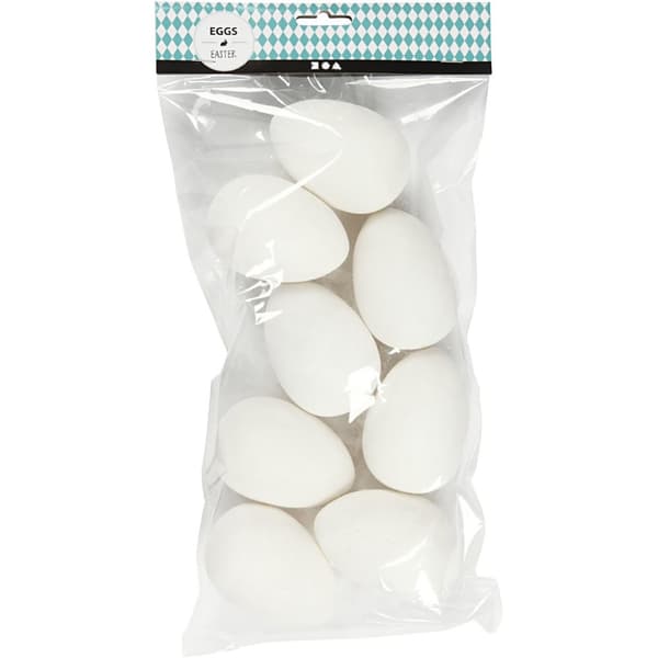 Plastägg - Höjd: 8 cm - Vit - 8 st
