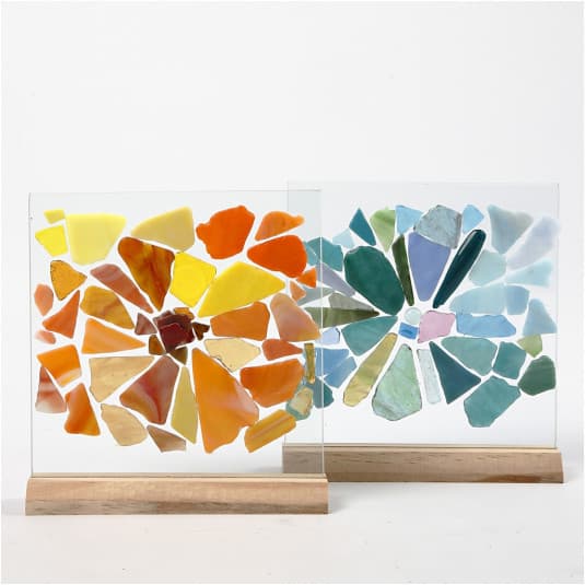 Glasplatta med hållare - 15,5 cm - 10 set